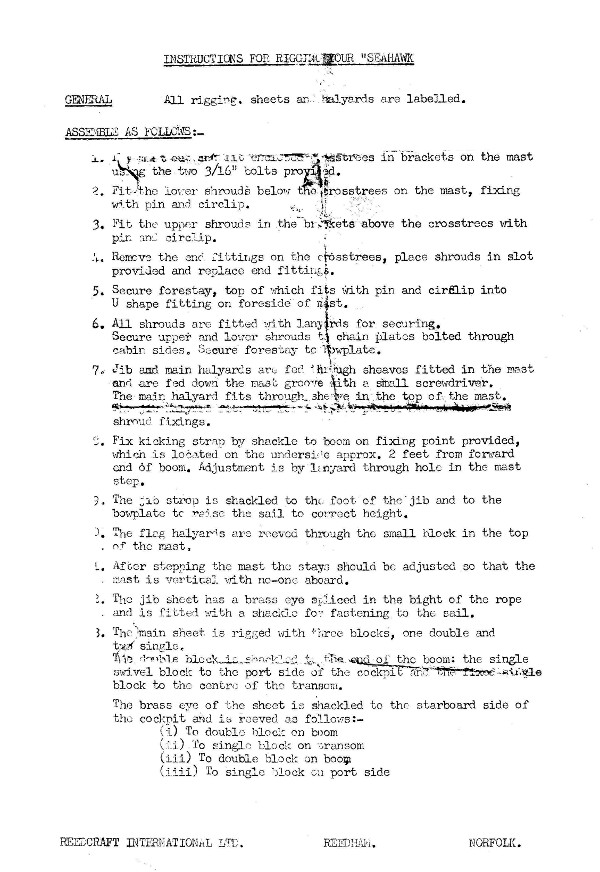 Reedcraft Rigging Instructions