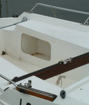View of Cockpit Locker Drain Hole in a Moore's Boat